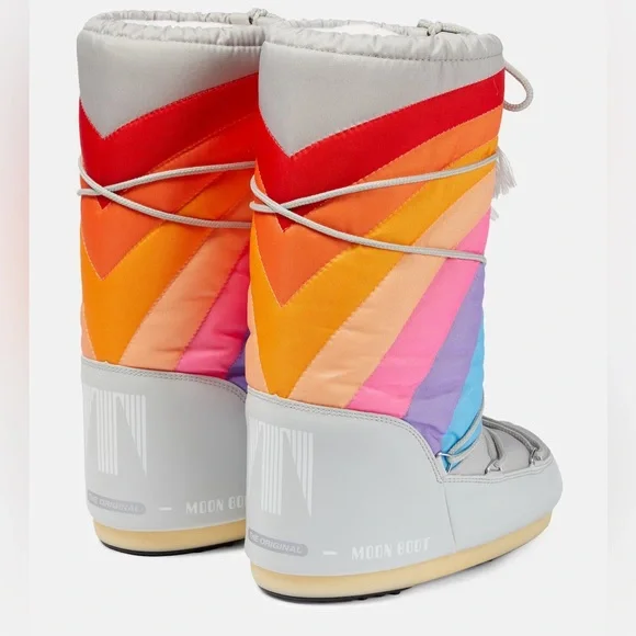Moon Boot Icon Rainbow Snow Boots Grey Nylon 35/38 39/41 NEW Womens - Picture 5 of 6
